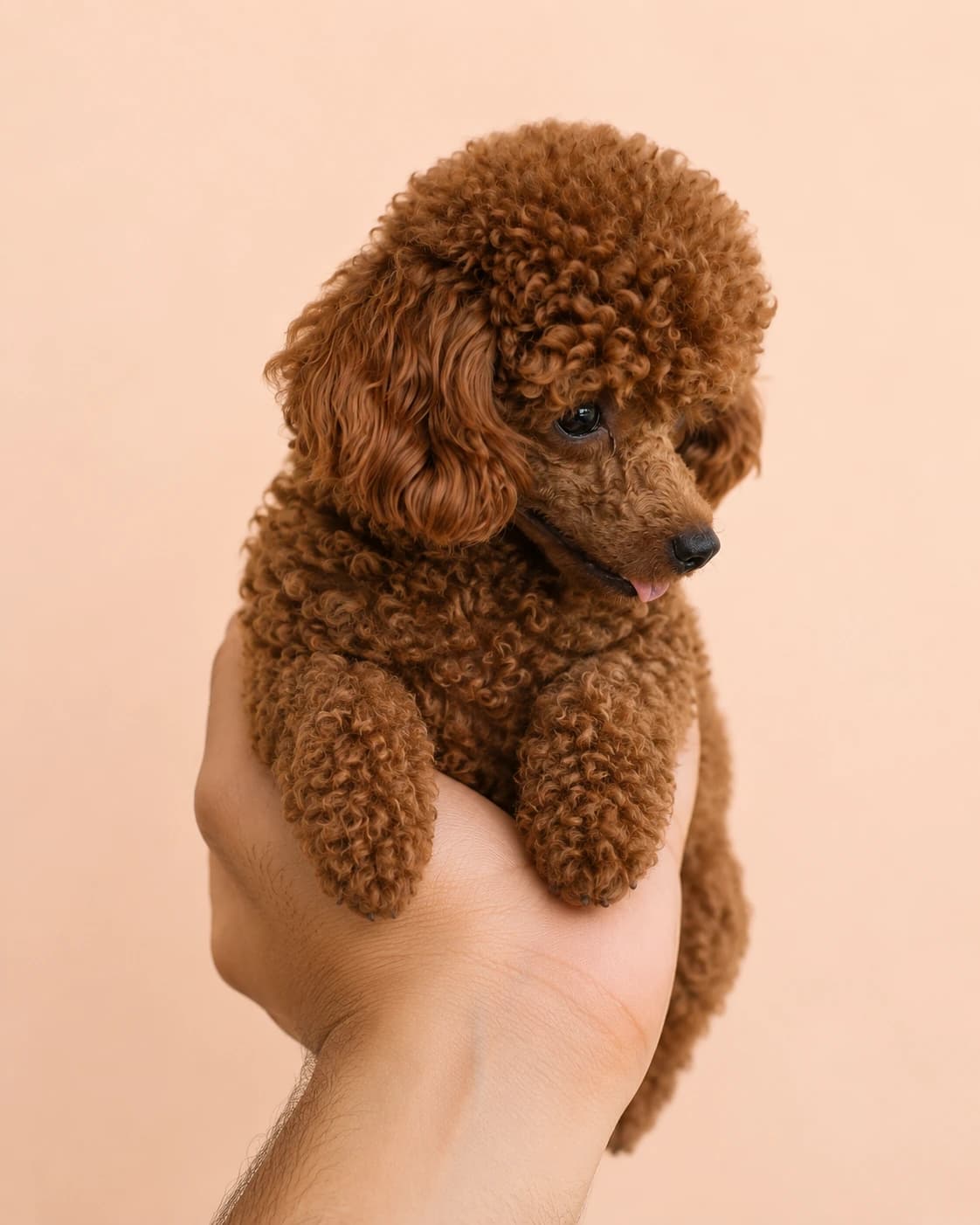 Adorable apricot Toy Poodle puppy